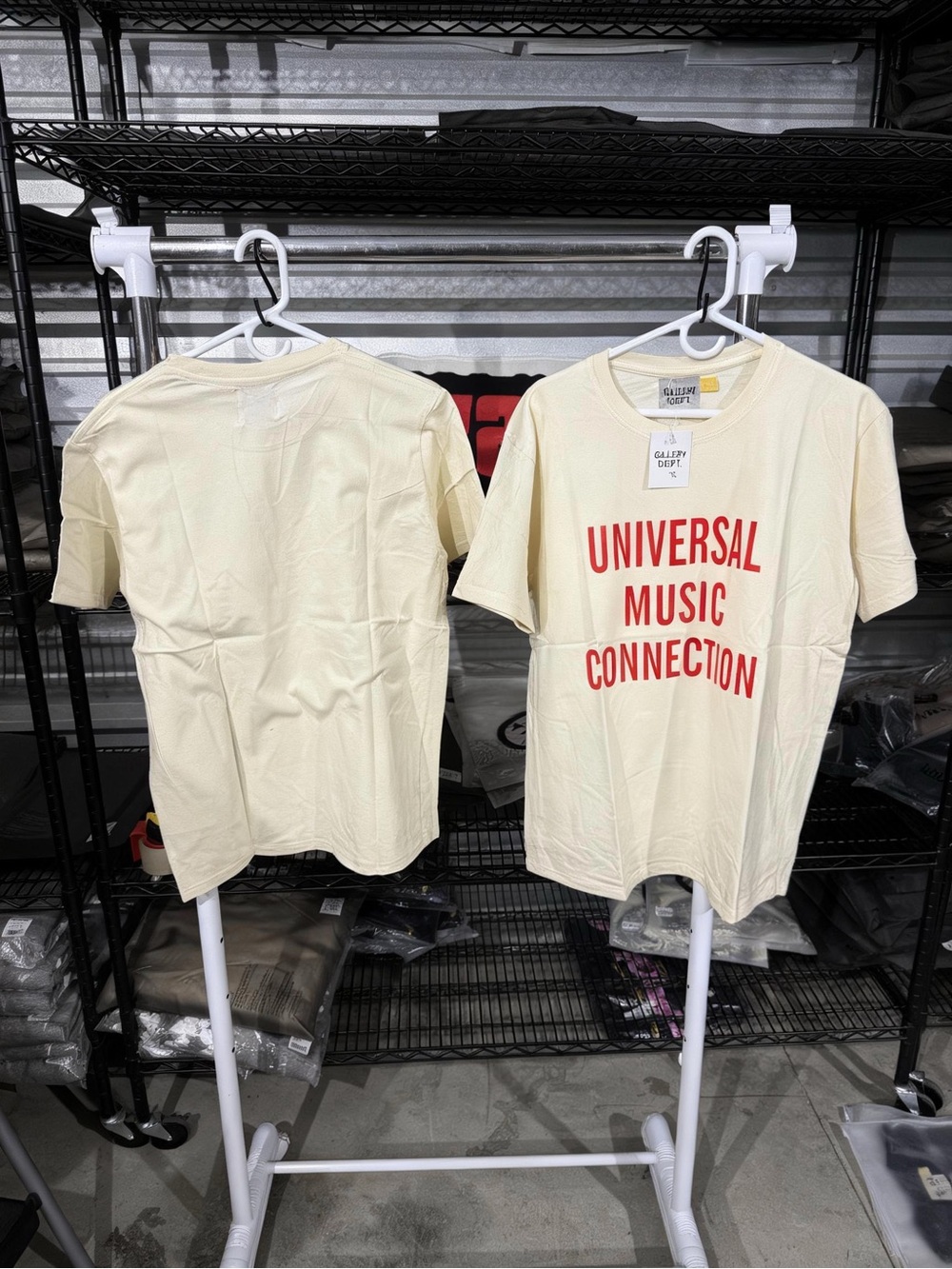 Cream Tee with Red "Universal Music Connection" Print